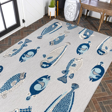 Algarve Modern Fish High-low Indoor/outdoor Area Rug
